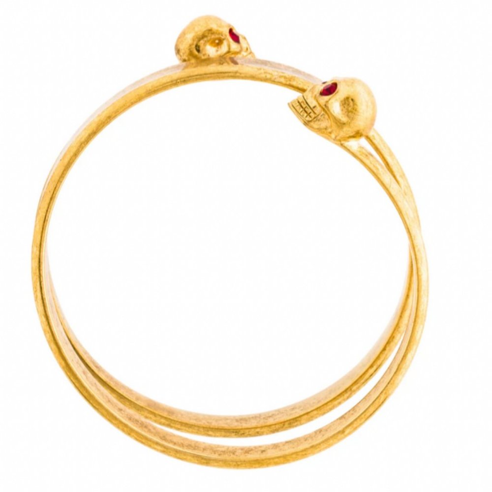 Alexander McQueen Crystal Spiral Twin Skull Bracelet